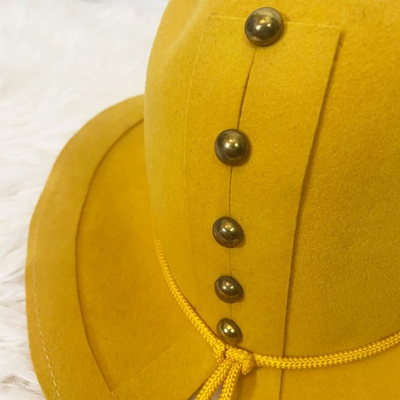 Vintage Mr. John Classic 100% Mustard Wool Mouchoir Melange Felt Cloche Hat - Picture 4 of 8